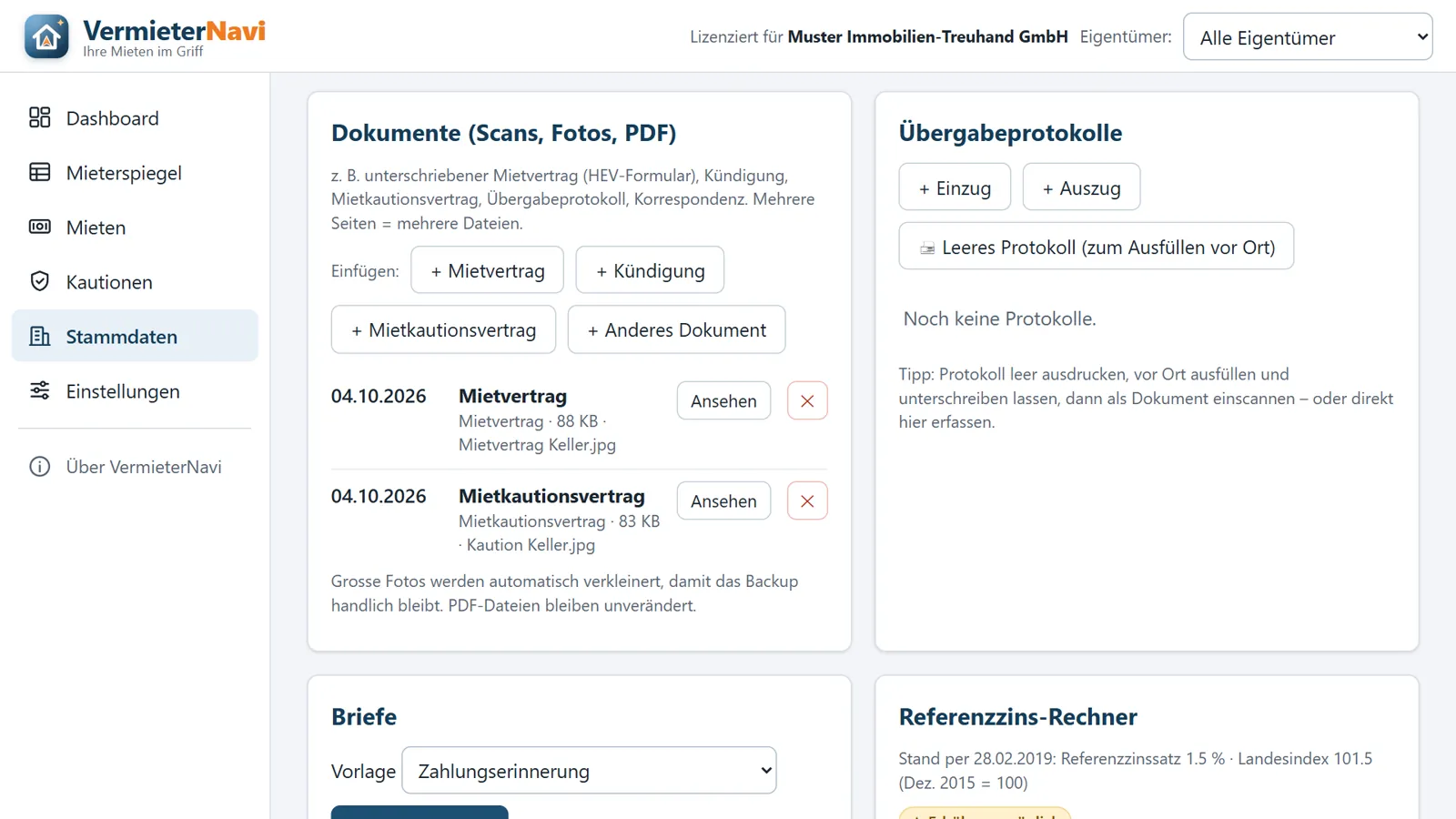 Mieterakte mit Dokumenten wie Mietvertrag und Kautionsbestätigung